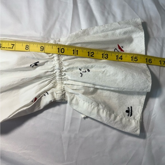 Madewell Women’s‎ Making Faces Bright White Tiered Blouson Dress Abstracts XS - Picture 9 of 14